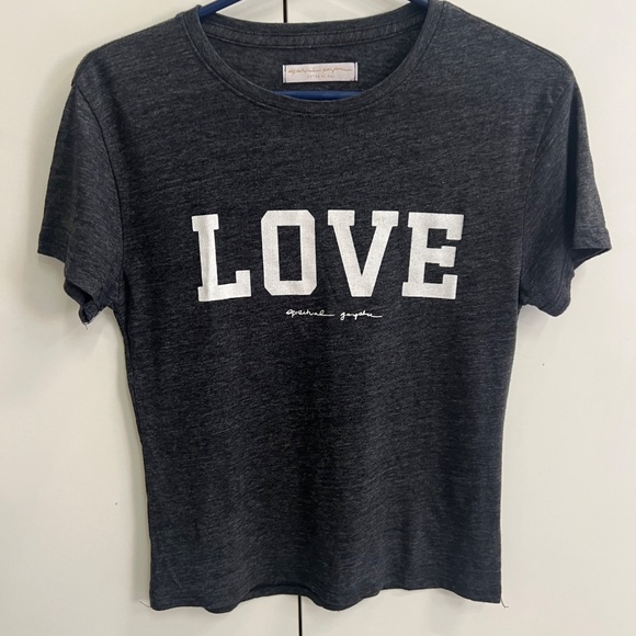 Spiritual Gangster Tops - Spiritual Gangster- Women's Short Sleeve Charcoal Colored Tee "LOVED"- Size XS